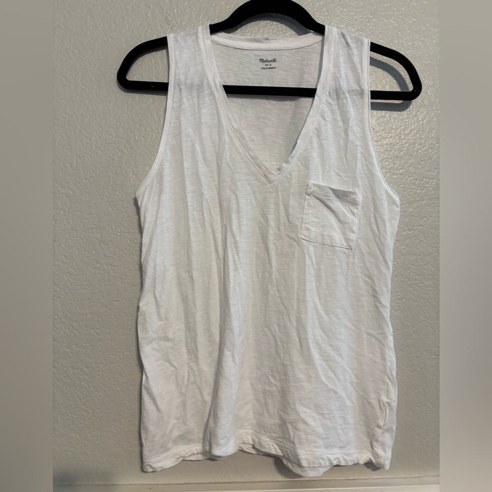 Madewell Whisper Cotton V-neck Sleeveless Pocket Tee size Small